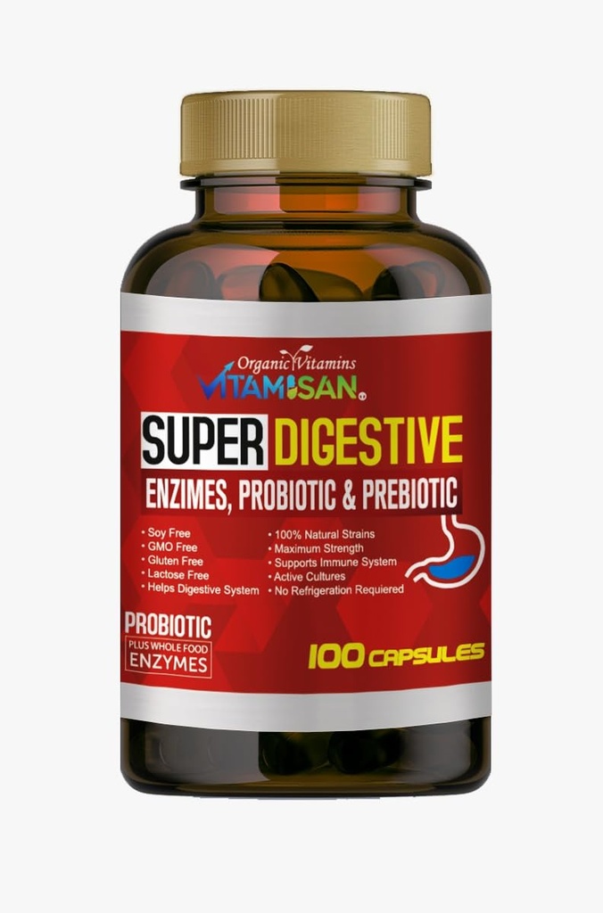 VITAMISAN Verkäufe Biliares Verdauungsenzyme Pancreatin Enzimas Digestivas probiotische und präbiotische 100 caps