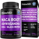 6-in-1 Organic Maca Root Ashwagandha Capsules 1710mg mit DHEA und schwarzer Pfefferfrucht-Extrakt für Frauen und Männer - Schwarze Maca-Ergänzung für Stamina, Knochen und Mood-Unterstützung Supplement, 120 count