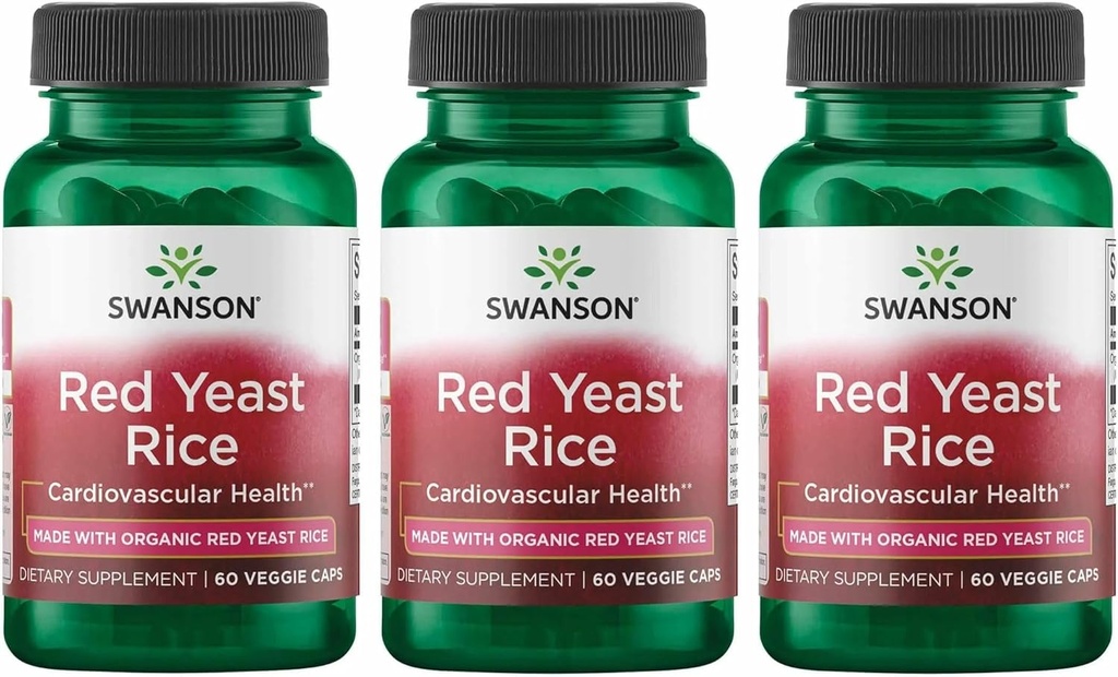 Swanson Made with Organic Traditional Red Yeast Rice 600 Milligramme 60 Veg Kapseln (3 Pack)