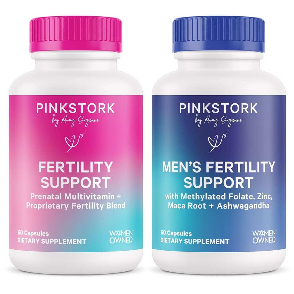 Pink Stork & Blue Stork His and Hers Fertility Bundle: Fruchtbarkeit Ergänzungen für Frauen, Fruchtbarkeit Ergänzungen für Männer, Fruchtbarkeit Prenatal Vitamin, Vitex, Inositol, Folate, Vitamin B6, 60 Kapseln