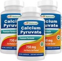 Calcium Pyruvat 750 mg 120 Kapseln von Best Naturals (Pack von 3)