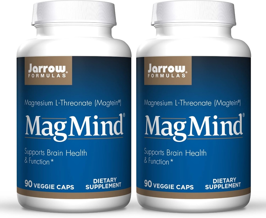 Jarrow Formulas MagMind - 90 Kapseln, Paket von 2 - Includes Magnesium L-Threonate (Magtein) - Unterstützt Gehirngesundheit & Funktion - 60 Gesamt Servierungen