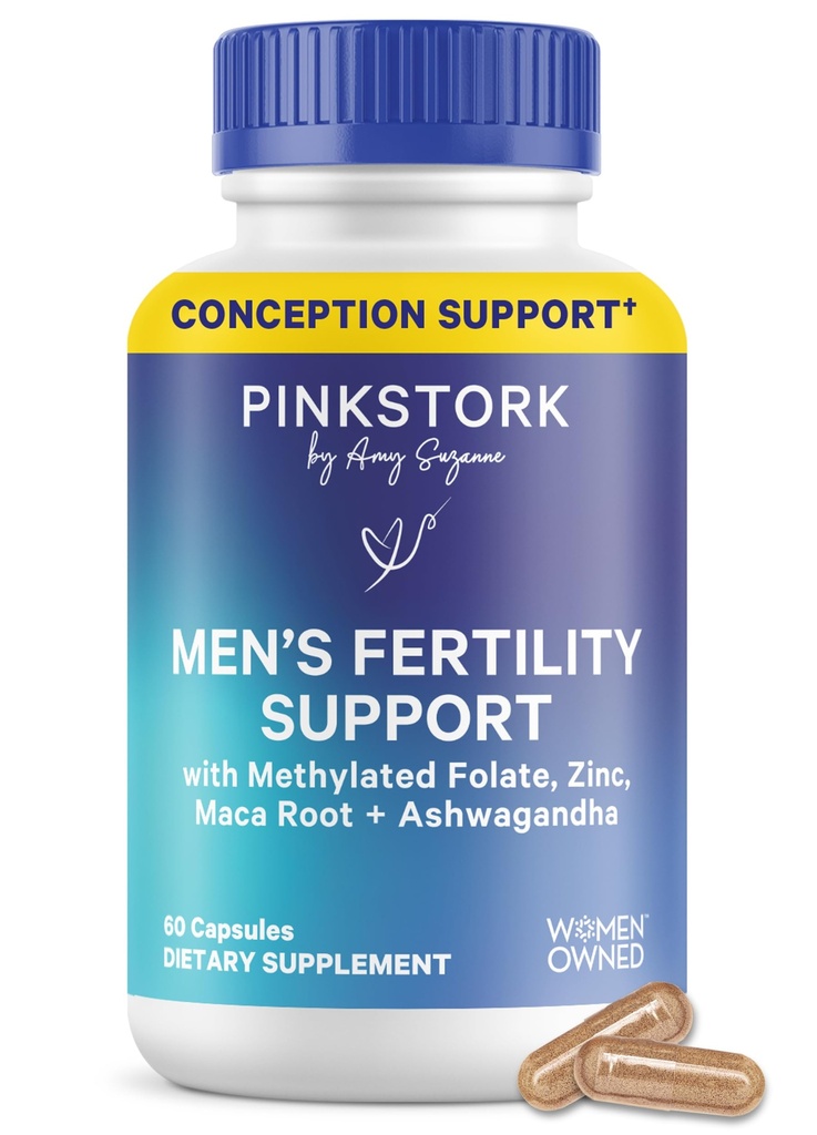 Blue Stork Fertility Supplements für Männer - unterstützt Empfängnis für ihn - männliche pränatale Vitamine mit Maca Root, Ashwagandha, Folate, B12 - Sperm-Heath, Drive, Motility - 60 Kapseln