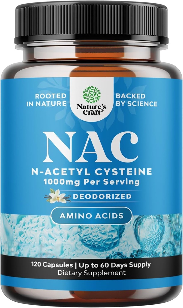 NAC Supplement N-Acetyl Cystein 1000mg - Vegan hohe Absorption Nicht-Smelly NAC 1000mg Kapseln Glutathione Precursor für Leberreiniger Detox & Repair Plus Lung Gesundheit und Immunität Unterstützung (2 Monate)