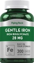 Piping Rock Eisen Bisglycinat 28 mg | 300 Kapseln | Gentle Iron Supplement | Non-GMO & Gluten Kostenlos