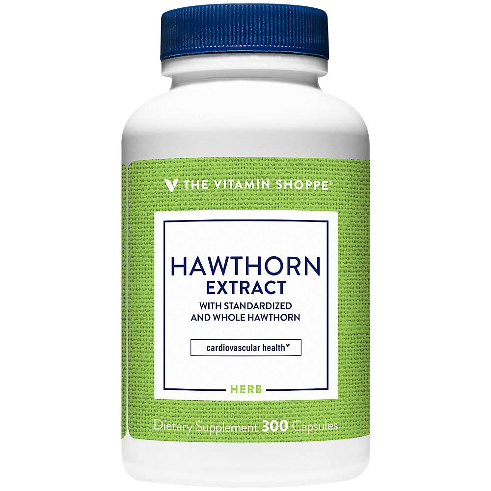 Der Vitamin Shoppe Hawthorn Extrakt, mit Standardisiertem und ganzem Hawthorn, Leistungsstarkes Antioxidans, das Herz-Kreislauf-Gesundheit unterstützt, Cellular Health (300 Kapseln)