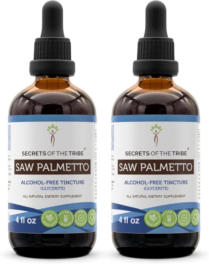 Saw Palmetto Tincture Alkoholfreie Flüssigextrakt, Saw Palmetto (Serenoa Repens) Getrocknete Beere (2x4 FL OZ)