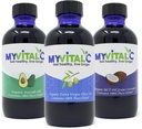 MyVitalC Combo d'huile d'olive extra vierge biologique, MCT et huile d'avocat - Supplément antioxydant ESS60 - Pour Anti-Age, Longévité, Sommeil, Énergie - Pack de 3