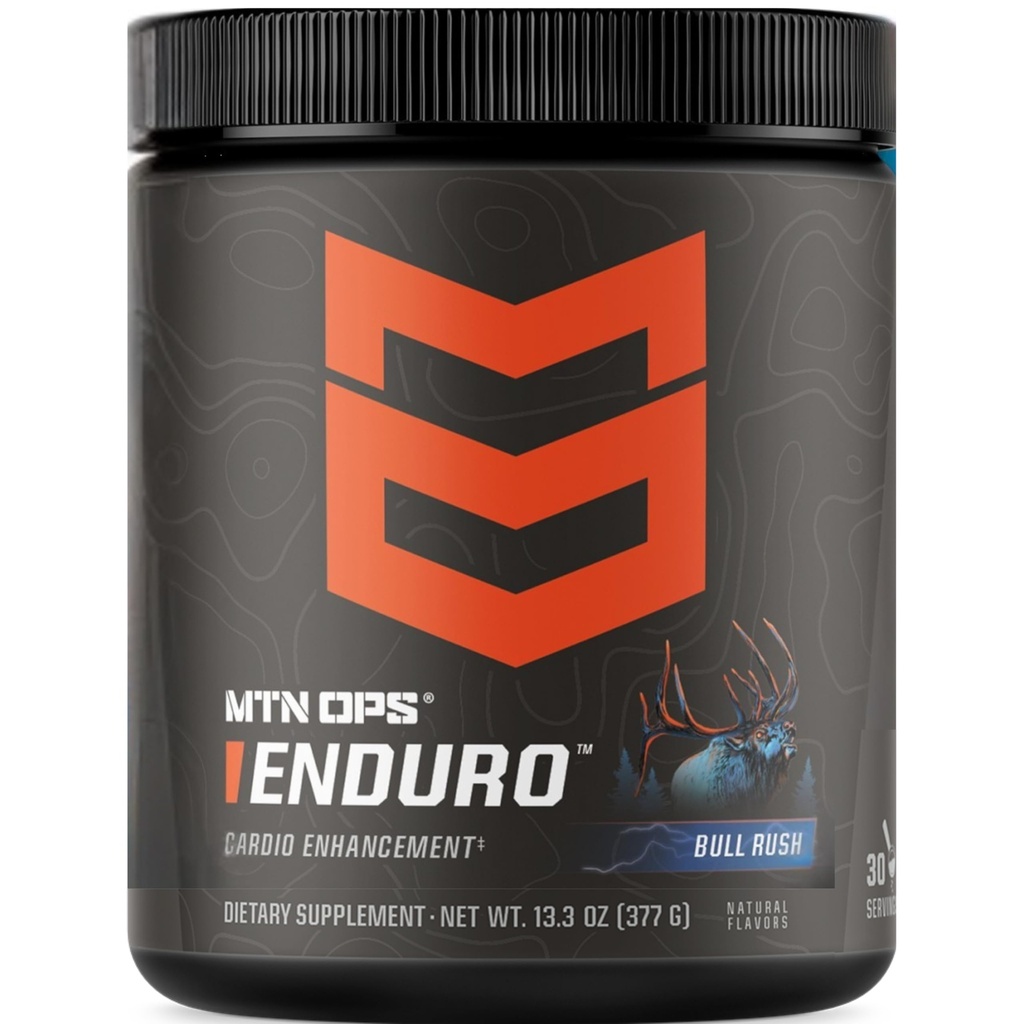 MTN OPS Enduro Nitric Oxid Supplement & Stim-Free Pre Workout - 30 Portionen - mit Magnesium Citrat, Rüben Wurzelpulver, Niacinamid, L Arginin & L Citrulline - Bull Rush Flavor