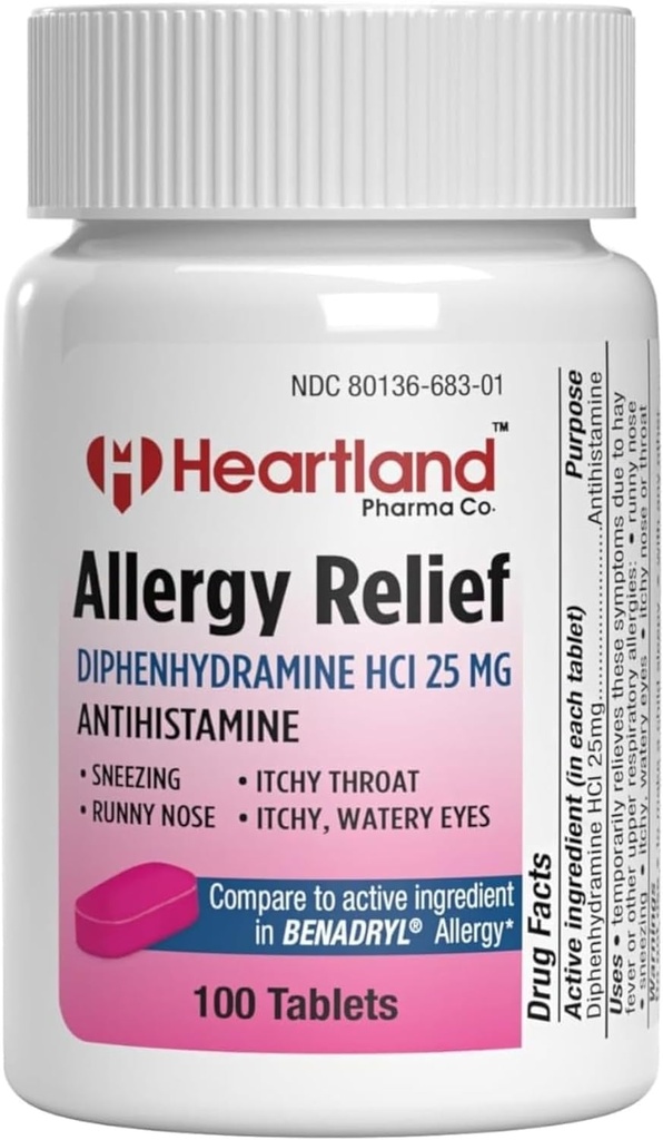 Diphenhydramin HCI | Diphenhydramine Allergy Relief | Antihistamin Diphenhydramin 25 mg Tabletten | 100 Zähler