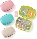 4 Pack Reise-Pille-Organisator, 8 Komponenten kleine Pille Box, Tragbare tägliche Pille Fall für Medizin, Vitamin, Ergänzungsspeicher, Kompakte Pille Behälter für Tasche, Geldbeutel, Reisen, Büro, Heimgebrauch