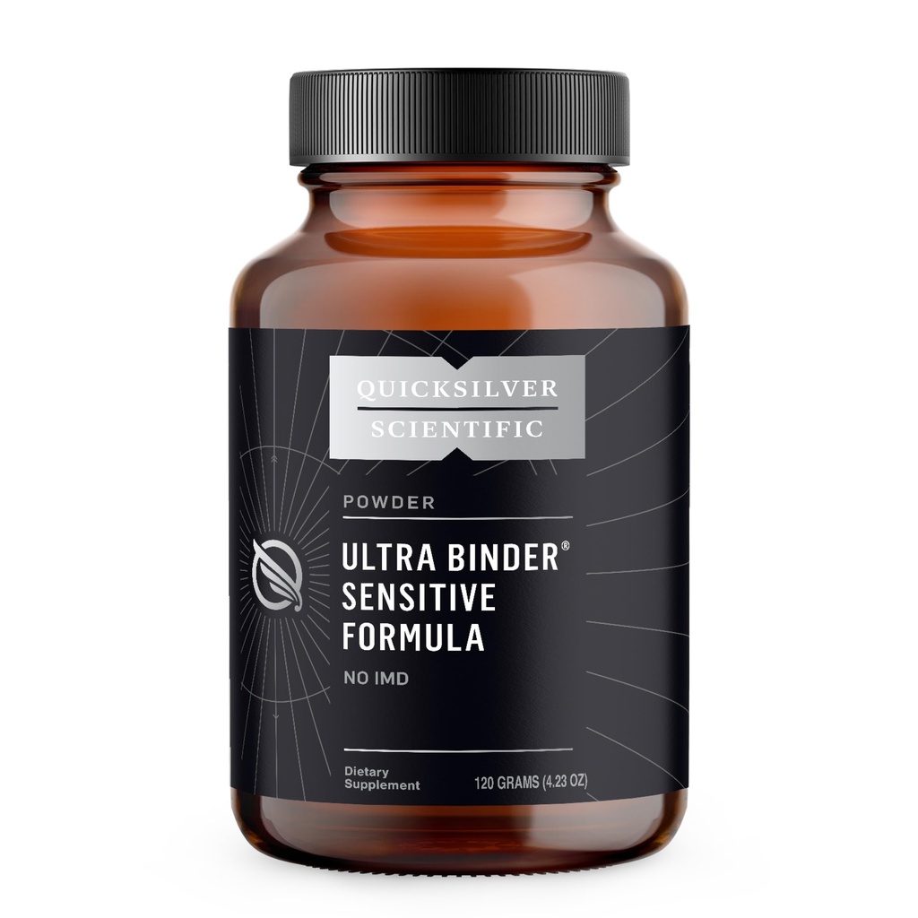 Quicksilver Scientific Ultra Binder Sensitive Formel - Gut Health Supplement mit Aktivkohle, Bentonite Clay - Reinigungsunterstützung Pulver (120g)