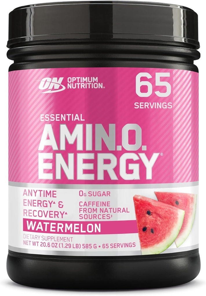 Optimum Nutrition Amino Energy - Pre Workout mit grünem Tee, BCAA, Aminosäuren, Keto Friendly, Green Coffee Extract, Energy Powder - Watermelon, 65 Portionen (Packaging May Vary)