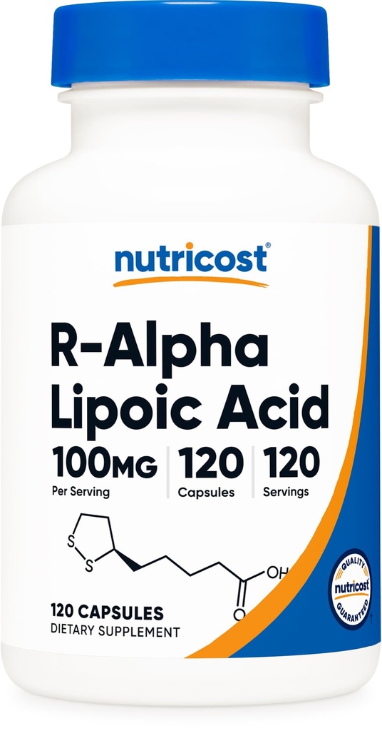 Nutricost Acide Lipoïque R-Alpha 100mg, 120 Capsules - Capsules de légumes, non OGM, sans gluten
