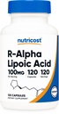 Nutricost Acide Lipoïque R-Alpha 100mg, 120 Capsules - Capsules de légumes, non OGM, sans gluten