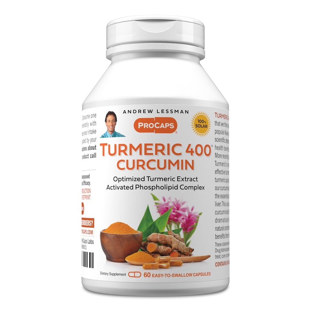 ANDREW LESSMAN Turmeric 400mg - 60 Kapseln - 95% Curcuminoide als Phospholipid-Komplex für Optimum Vorteile und Absorption, High Potency Standardized Extract, Small Easy to Swallow Capsules