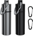 Kleine Pille Box,(2 Pack+2*Carabiner Clips) Schlüsselanhänger Pille Halter Portable Mini Travel Pill Container Metall Gehäuse Flasche mit Schlüsselanhänger