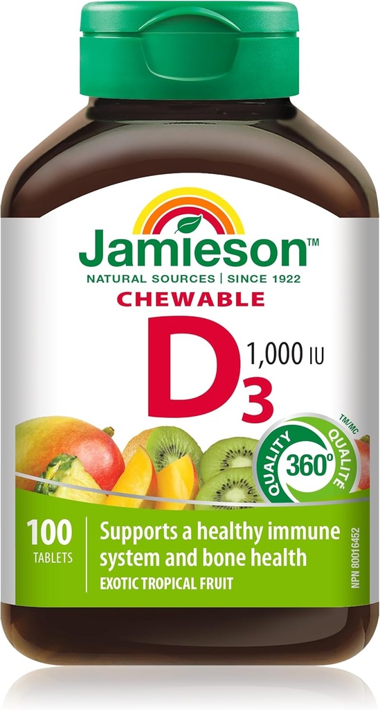 Jamieson Laboratories 1000 LU Natürliche Tropische Geschmack Kaubares Vitamin, 100 Graf