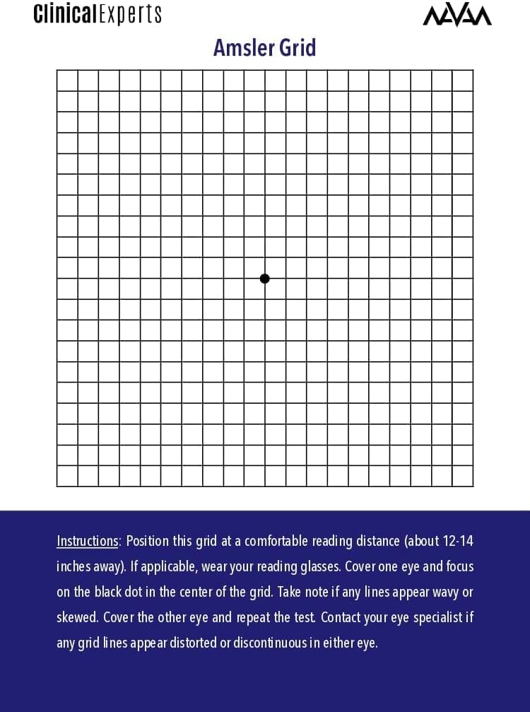 Amsler Eye Grid mit Magnetrücken - Daily Vision Screening Tool für Macular Degeneration & Glaucoma Patienten von Klinischen Experten (2 Pack)