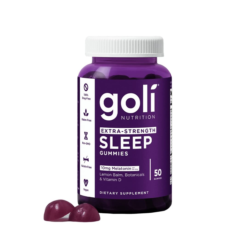 Goli Nahrungsergänzungsmittel, extra Stärke Schlaf-Gummy 10mg Melatonin - 1 Pack 50 Count - Glutenfrei, Vegan, Non-GMO und Gelatin-frei