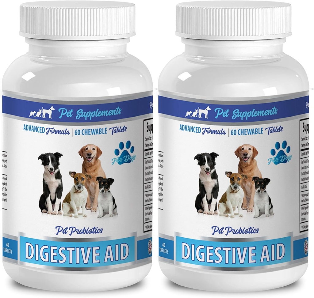 Hunde Bad Atem Eliminator - DOG DIGESTIVE AID PROBIOTICS - NATURAL APPROACH - LÖSUNG ZU BAD BREATH UND GAS - COUNTER DIARRHEA - Hunde Probiotika Kapseln - 2 Flaschen (120 Bäume)