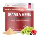 Amla Powder & Green Tea Superfood Supplément avec Hibiscus, 20x Ultra Concentré Amla, Support Antioxydant, Fabriqué avec Oolong Tea et Gooseberries indiennes, Organique, Vegan, Hibiscus, 90 portions