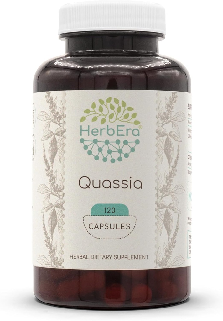 HerbEra Quassia 120 Kapseln, 500 mg, Wildcrafted Quassia (Quassia Amara) Getrockneter Bark (120 Kapseln)