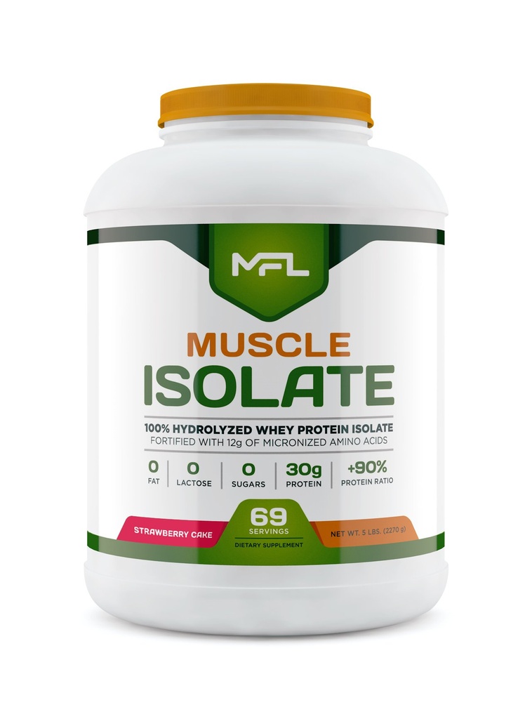 MFL 100% Isolate Protein l 30g of Protein l 12g Amino Acids l Keto Friendly l Low Carbs l 5 lbs. (Strawberry Cream)