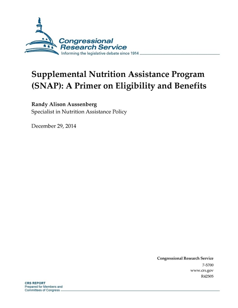 Programme complémentaire d'aide à la nutrition (PNAP) : Prime sur l'admissibilité et les prestations (rapports du SCR)
