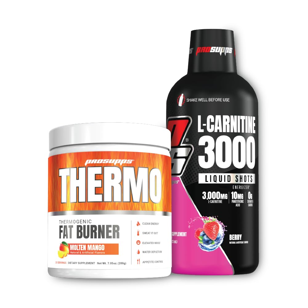 PROSUPPS Thermo Fat Burning Thermo Genetic Powder Molten Mango et 3000 L-Carnitine Berry - Gestion du poids et préentraînement - Énergie, humeur, contrôle de l'appétit
