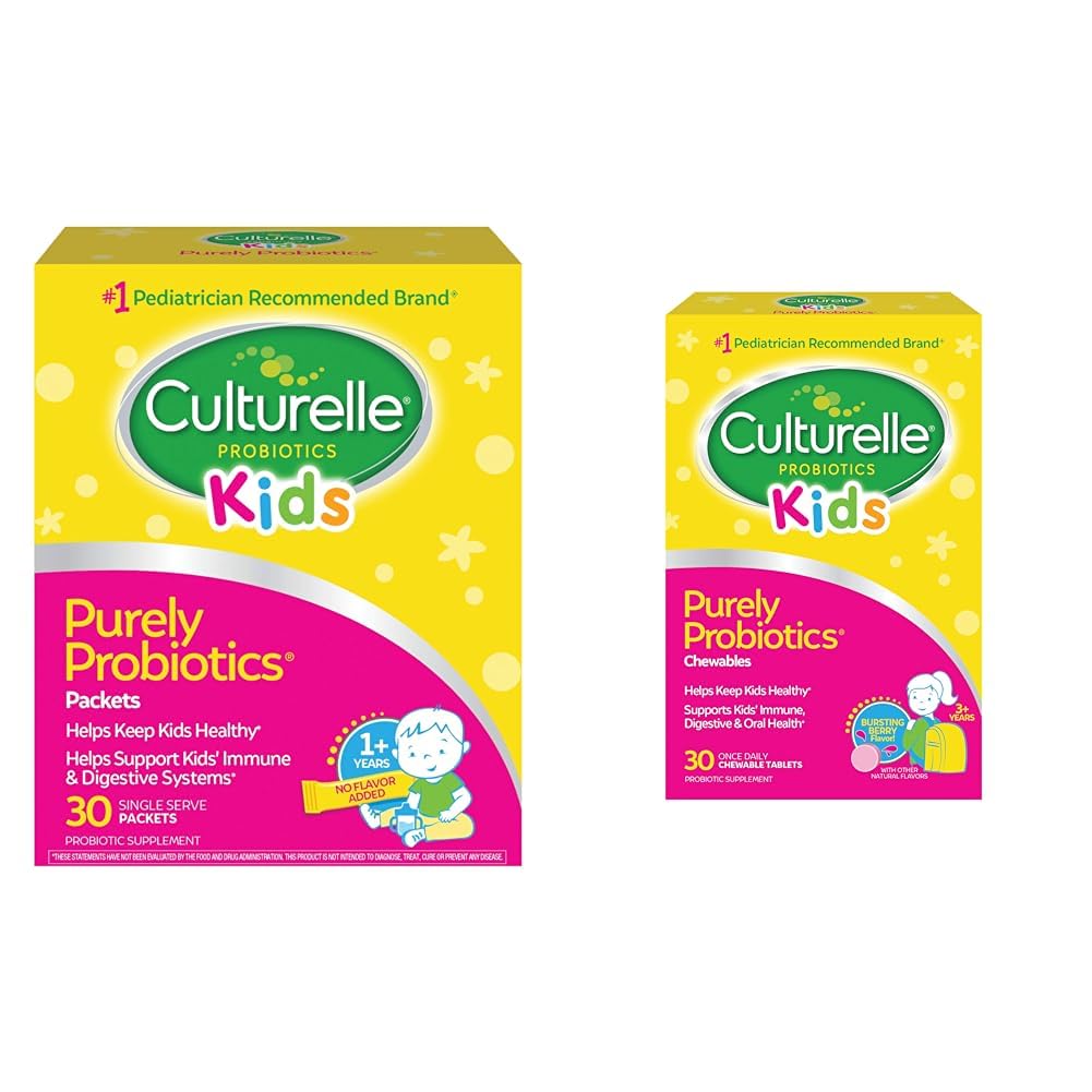Culturelle Kids Daily Probiotic Supplement & Kids Chewable Daily Probiotic pour enfants, 3 ans et plus, 30 ans