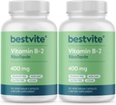 BESTVITE Vitamin B-2 (Riboflavin) 400mg (240 vegetarische Kapseln) (120 x 2) - No Stearates - Vegan - Non GMO - Glutenfrei