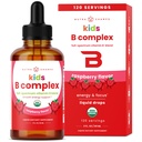 Complexe de vitamine B NutraChamps pour enfants, B1, B2, B3, B6, B7, B9 et méthyl B12, Supplément de gouttes liquides complexes pour enfants B, énergie, focus, métabolisme, baie naturelle, 120 portions, 4 mois d'approvisionnement