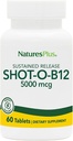 Natures Plus Shot-O-B12 (Methylcobalamin), Sustained Release - 5000 mcg, 60 vegetarische Tabletten - High Potency, Fast Acting B12 Supplement - Memory & Energy Booster - Glutenfrei - 60 Servierungen