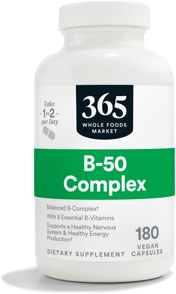 365 par Marché des aliments entiers, Complexe Vitamine B-50, Vegan, 180 capsules