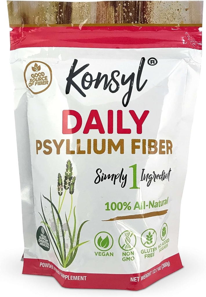 Konsyl Daily Psyllium Fiber 360g / 12.7oz - Non-GMO, Vegan, Keto-Friendly, Fiber Supplement Powder - Unterstützt Verdauungsgesundheit