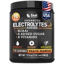 Zeal Naturals Elektrolyt Pulver Erholungsgetränk (90 Servierungen | Peach Mango) w 0 Zucker + BCAAs +B-Vitamine Elektrolyt Ergänzung mit Kalium Zink & Magnesium für Hydration - Keto Elektrolyte