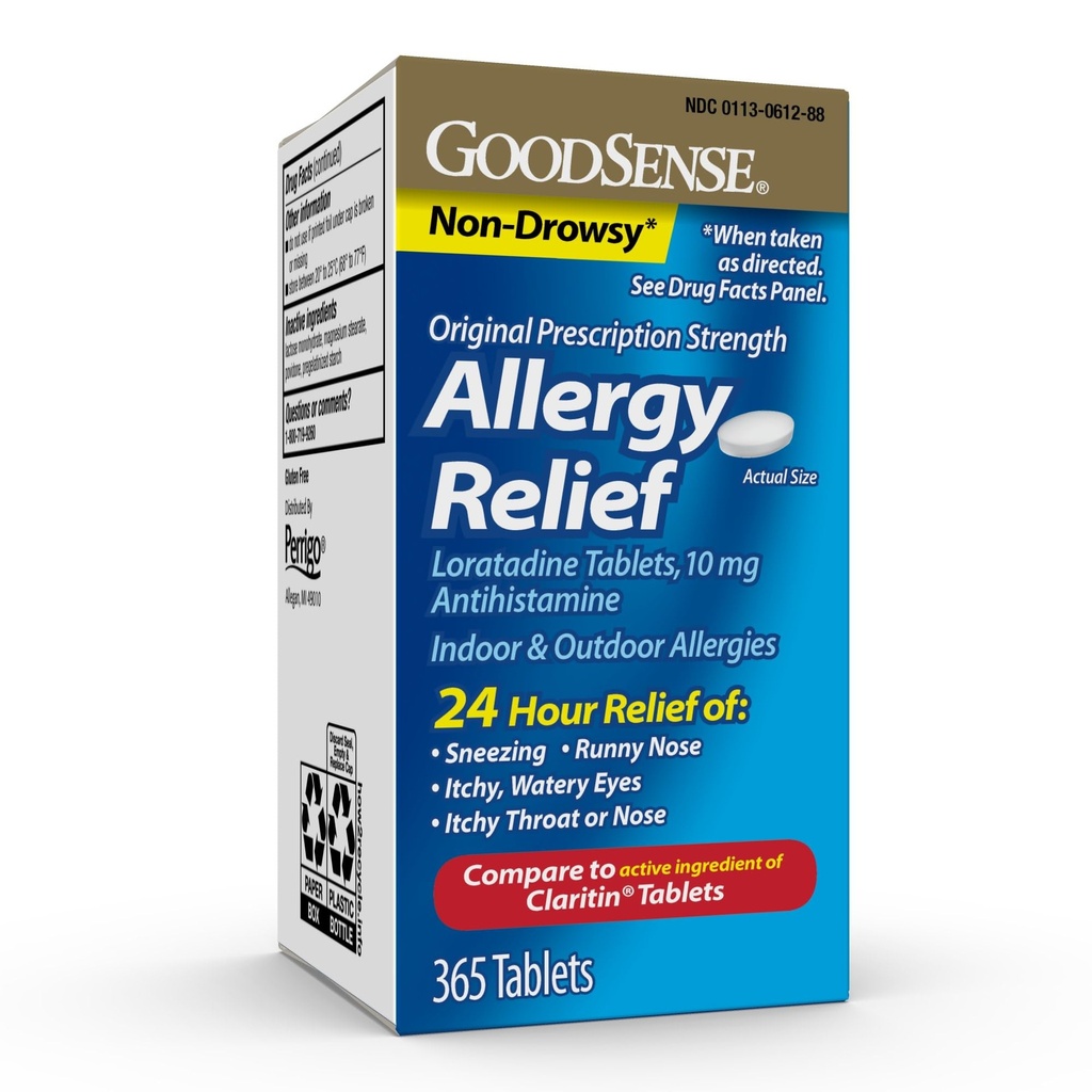 GoodSense Allergy Relief Loratadine Tabletten 10 mg, Antihistamin, Allergie Medizin für 24 Stunden Allergy Relief, 365 Zähler