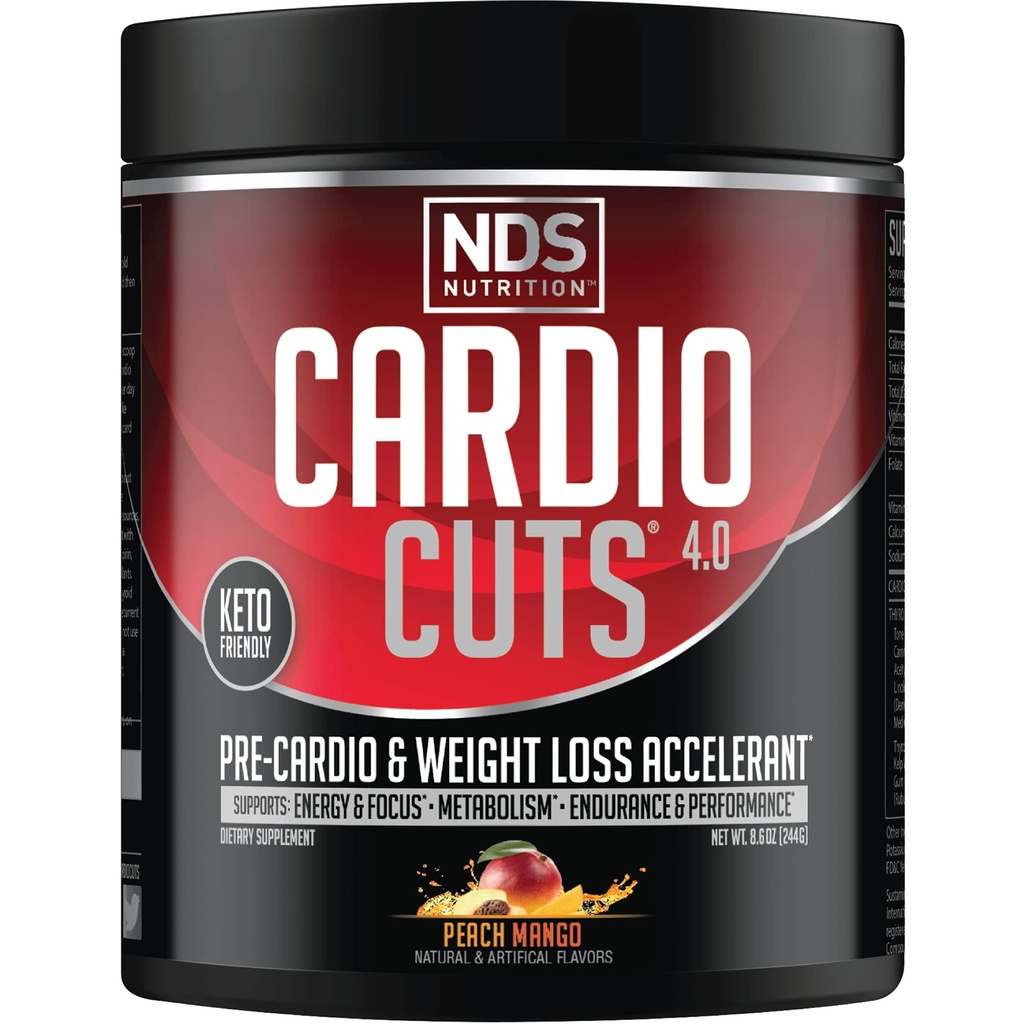 NDS Nutrition 4.0 Pre Workout Supplement - Advanced Weight Loss and Pre Cardio Formula mit L-Carnitin, CLA, MCTs, L-Glutamin und Safflower Oil - Peach Mango (40 Servietten)