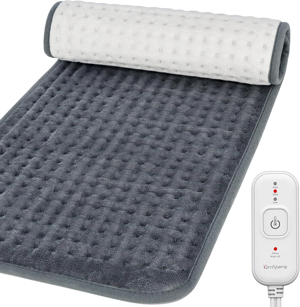 Comfytemp Heizkissen für Rückenschmerzen und Krabben Relief, FSA Eligible Electric Large Heat Pad, 2H Auto Off, Weihnachtsgeschenke für Damen Mom Dad, HSA Moist Neck Shoulder Heated Pad, washable, 12"x24"