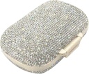 Organisateur de pilules diamantées Bling avec 8 compartiments,Déplacement quotidien Pill Case Portable Double Side Strass Pill Box for Vitamine/Cod Foster Oil Medicine Kit (Argent)