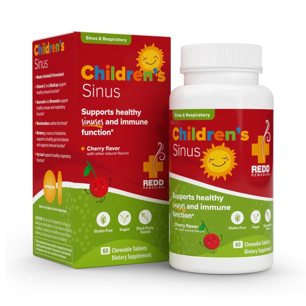 Redd Remedies, Kinder-Sinus-Unterstützung, Immun- und Respiratorische Gesundheit Formel, Kirschen Geschmack, 60 Kautabletten