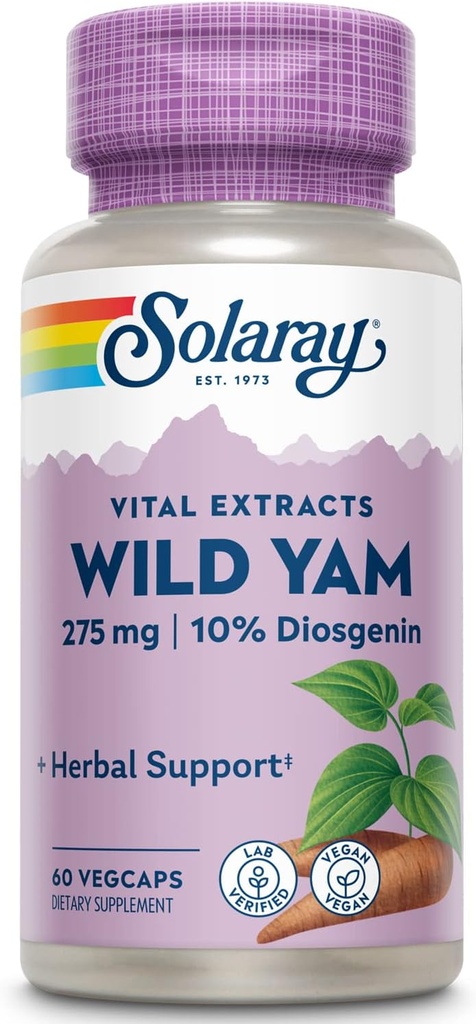 SOLARAY garantierte Potency Wild Yam Root Extract Root Extract, Veg Cap (Btl-Plastic) 275mg | 60ct