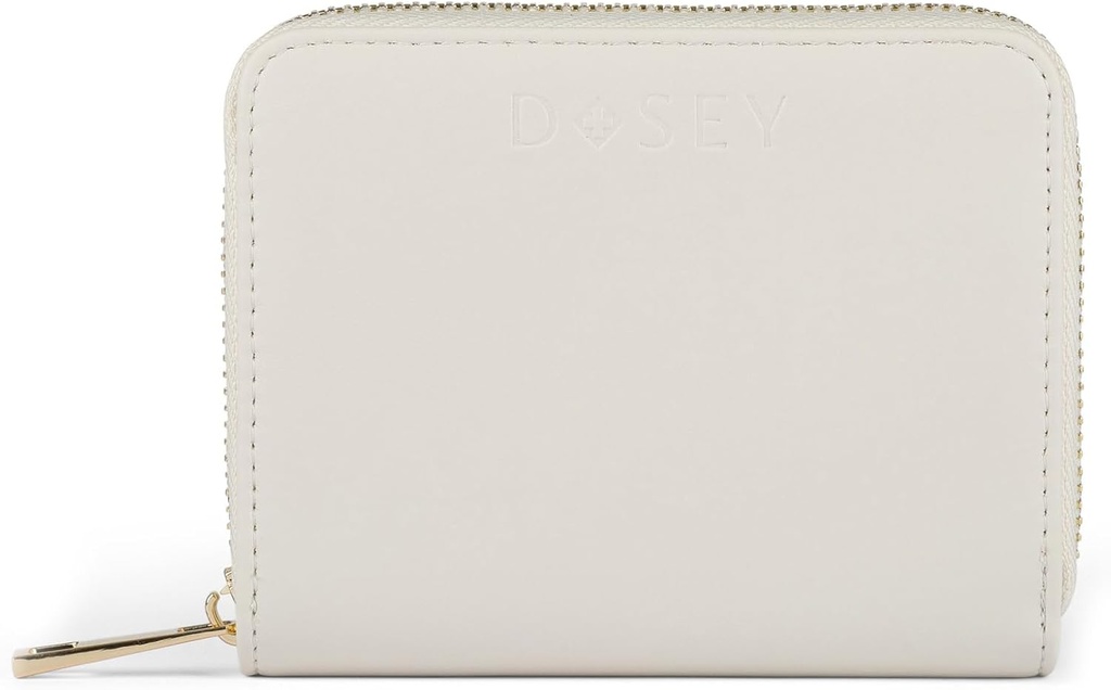 Dosey Wellness Wallet Travel Pill Organizer & Easy-Slide Pill Pouches - Cuir végétalien lisse avec 4 poches de pilule hermétiques pour le stockage et la protection Med - Élégant Med Organizer (LATTE), version améliorée
