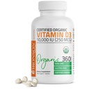 Bronson Vitamin D3 10.000 IU (250 mcg) Certified Organic High Potency Non-GMO Vitamin D Supplement, 360 Tabletten