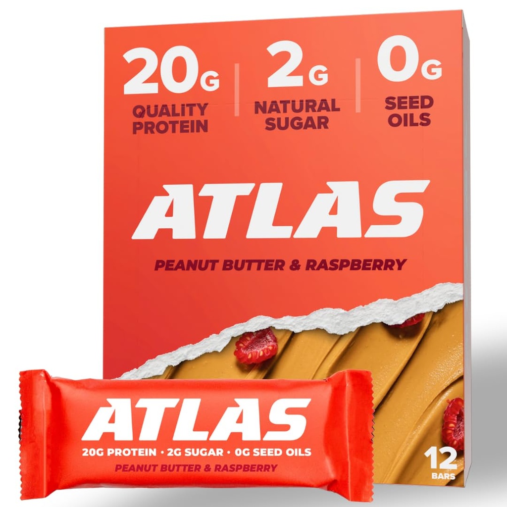 Atlas Protein Bar, 20g Protein, 1g Zucker, Reine Zutaten, Glutenfrei (Chocolate Variety, 12 Count (Pack von 1))