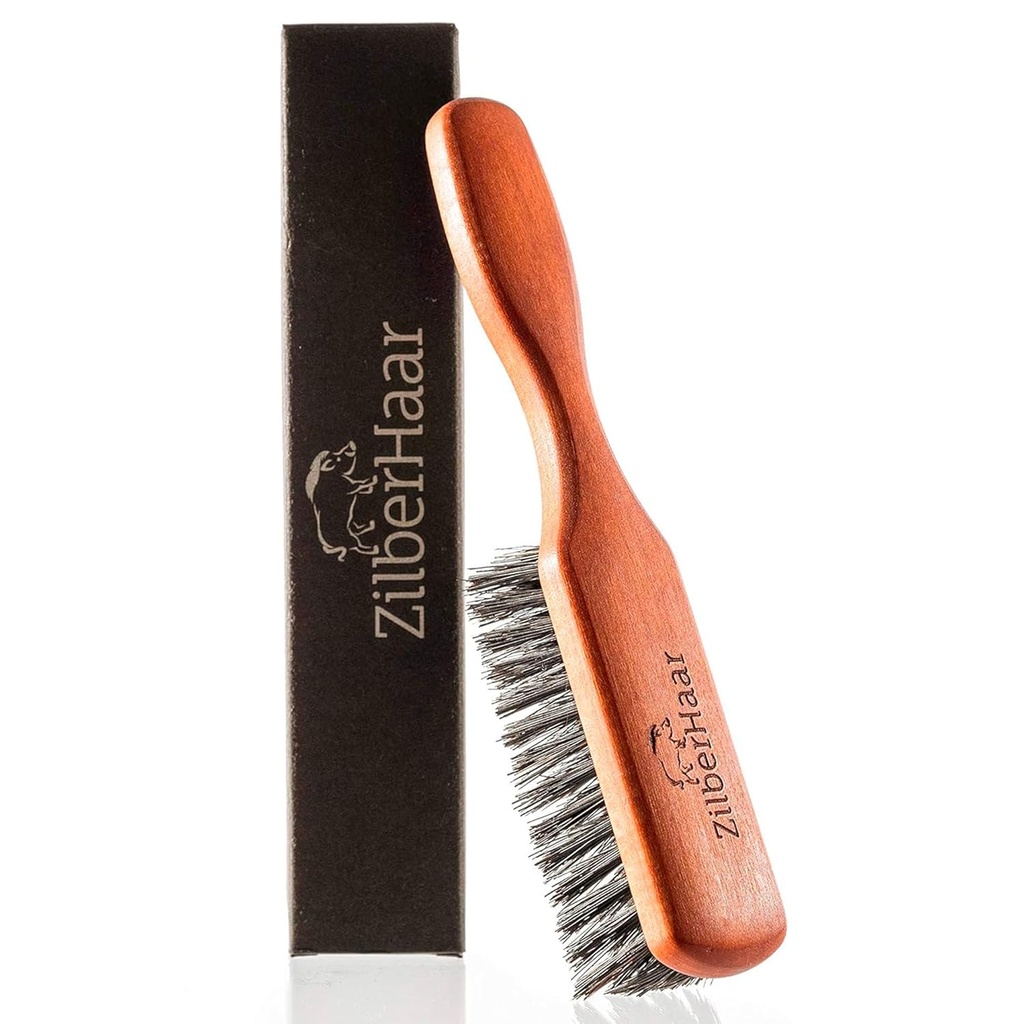 ZilberHaar Regular Beard Brush - Soft Boar Bristles - Bartpfleger für Herren - Richtet und fördert Bartwachstum - Arbeitet mit Bartölen und Balsamen - Essential für Bartpflege Kits