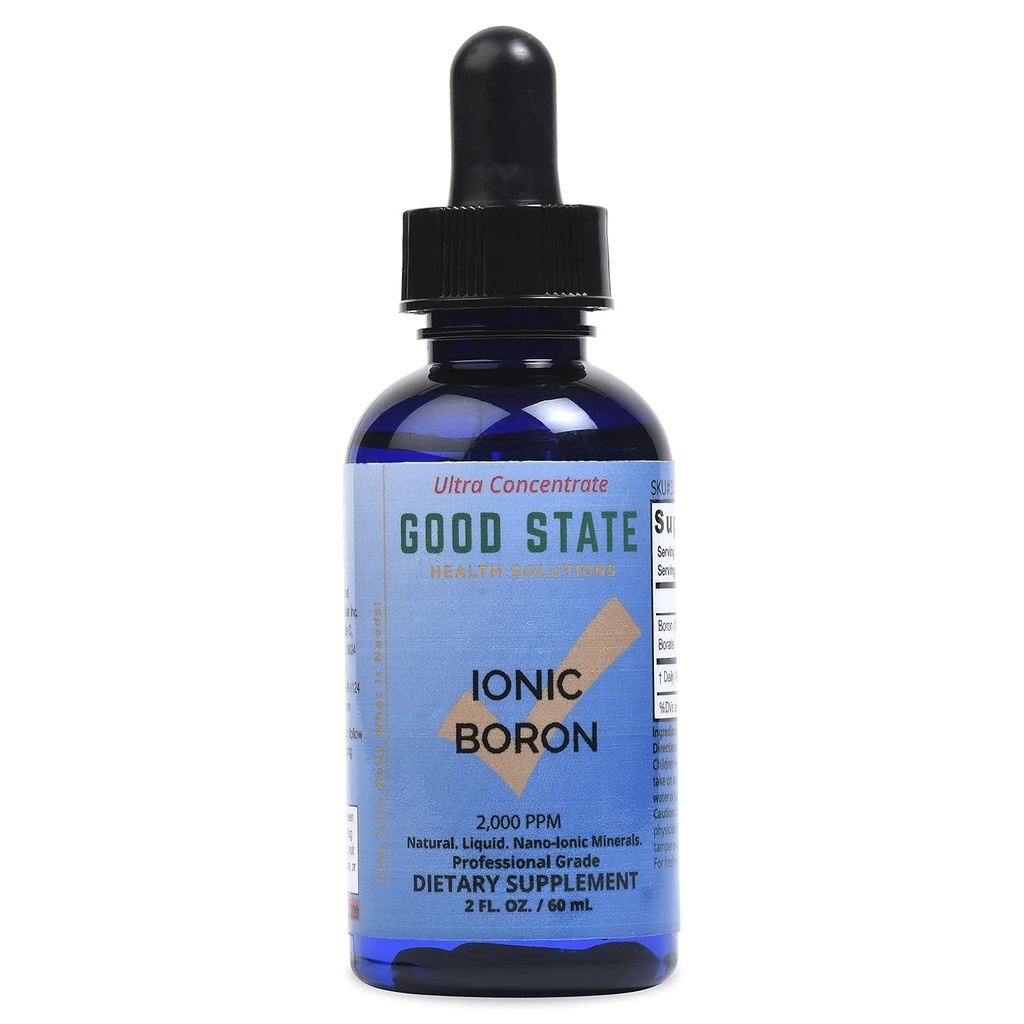 Good State | Ionic Boron | Natural | Liquid Concentrate | Nano Sized Mineral Technology | Professional Grade | 10 Tropfen gleich 1 mg | 1.6 Fl oz Bottle