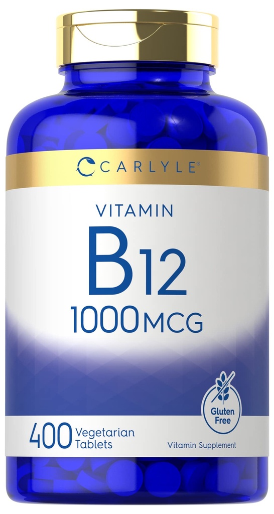 Carlyle Vitamin B12 1000 mcg | 400 Tabletten | Vegetarisch, Non-GMO, Glutenfreie Ergänzung