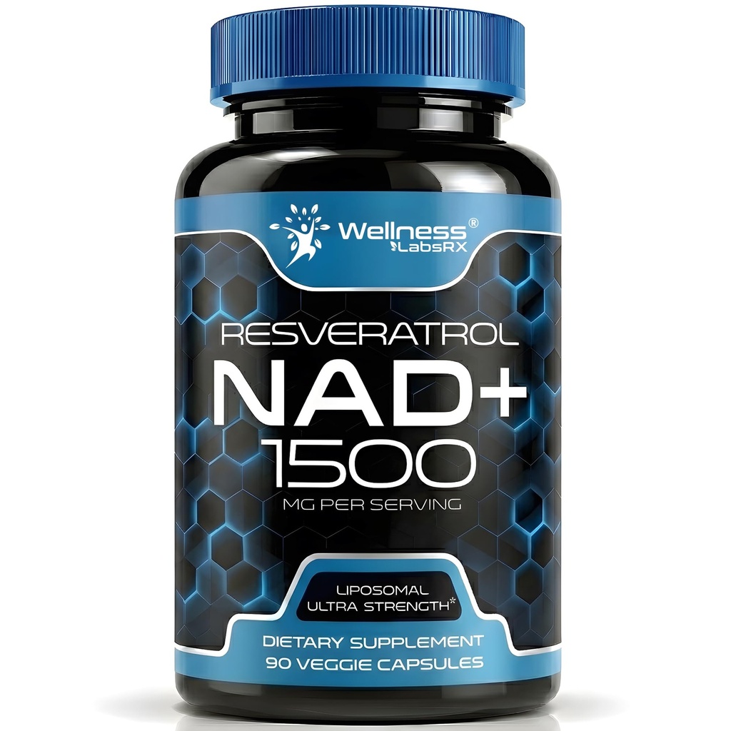 WELLNESS LABSRX NAD Supplement, 1500mg - USA Made Liposomal NAD+ Ergänzung mit Resveratrol, NAD Plus Boosting - Unterstützung Cellular Health, Stamina & Healthy Aging - Ultra Strength Capsules
